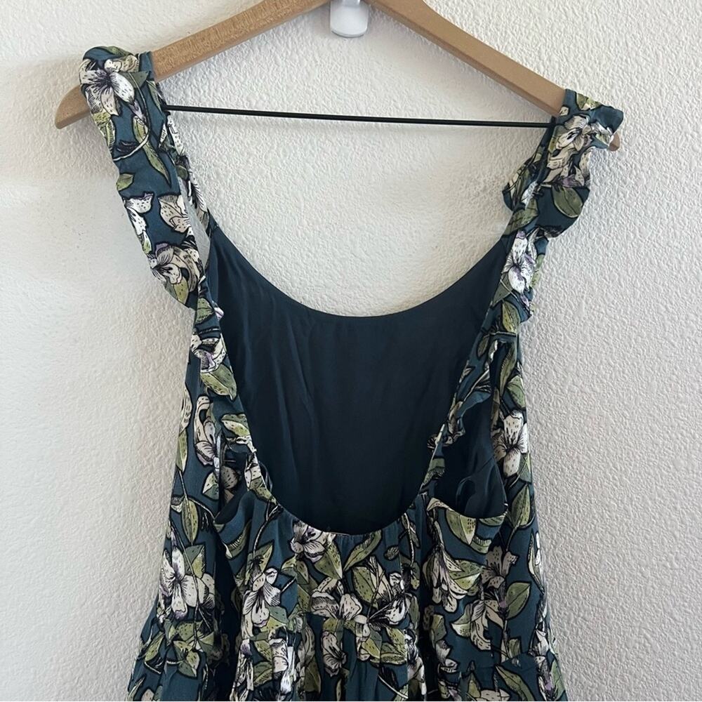 Free People Floral Green Mini Dress Tunic Top XS - Picture 5 of 10